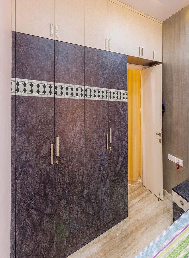 WallDesign ملصق حافة جدارية من WallDesign - بنمط بلاط ماسي من حجر الرخام - لفة PVC لامعة مقاومة للماء - 3 بوصات × 10 أقدام - للمطبخ، سطح العمل، ديكور الحمام - Image 2